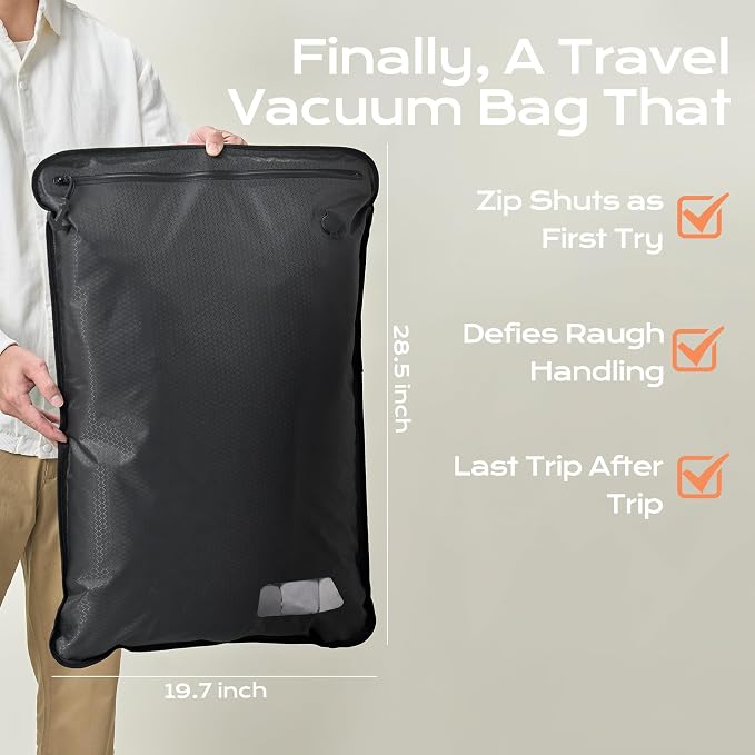 Relime Essential Vacuum Bags for Travel Luggage, Reusable Compression Bags for Checked Suitcases, Vacuum Seal Spacesaver for Cloth Packin(2Large+Pump) - Image 2