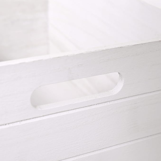 Farmhouse Modern White Wooden Crates For Storage | Rustic Decorative Boxes,Set Of 3 Large Nesting Wooden Storage Crates For Home Decor,Handmade Natural Solid Wood Box - Image 7