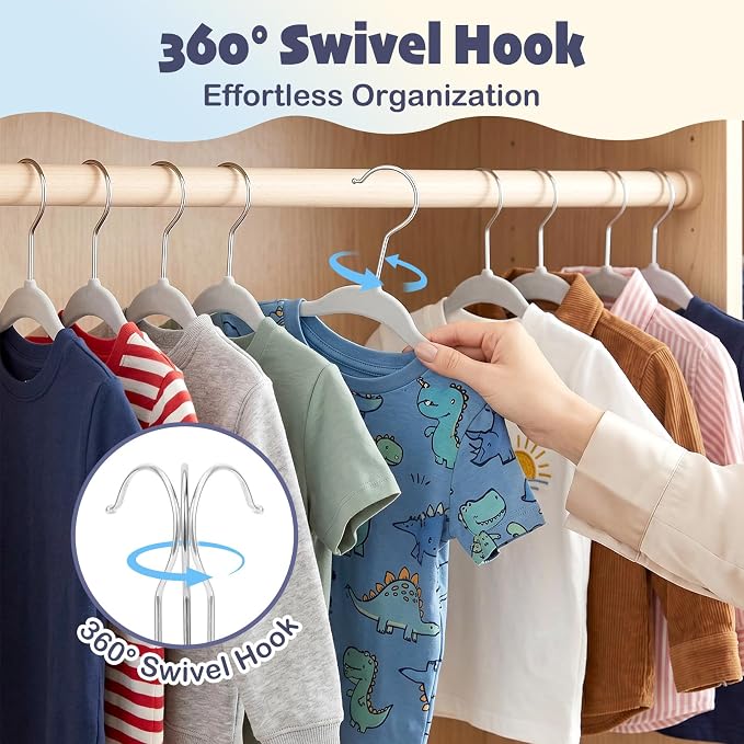 HOUSE DAY 11 Inch Velvet Baby Hangers, Premium Kids Hangers Grey 50 Pack | Durable Non Slip Baby Felt Hanger for Children/ Infant/ Toddler Closet, Ideal Small Hanger for Clothing Storage Everyday Use - Image 8