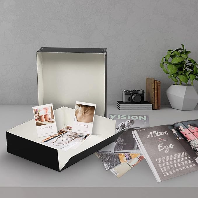 Lineco Drop Front Archival Storage Box, 9.25x11.75x3 in, Black, 2 Pack | Acid-Free with Metal Edge, Preserves Picture Longevity, Organize Photos, Newspapers, Prints, Documents, Crafts, DIY - Image 7