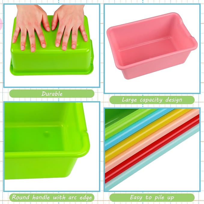 Frienda 18 Pcs Storage Bins for Classroom Plastic Cubby Bins Bulk Colorful Storage Container Multi Purpose Kids Book Toy Tray Organizer Boxes for School Library Home Office - Image 3