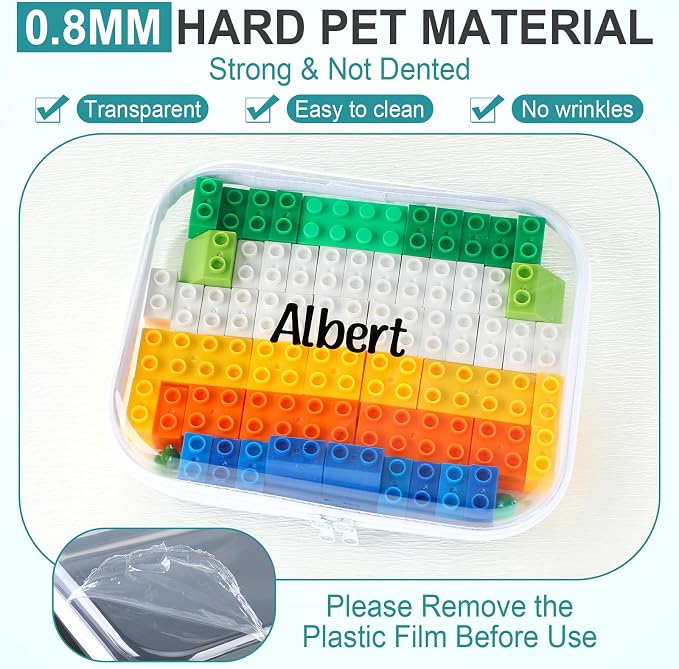12 Pcs Clear Hard Zipper Case Back to School,9.84 x 7.87 x 2” | Plastic Zipper Pouch with 5 Sheets Alphabet Stickers Toy Storage Organizer Makeup Case for Travel Building Blocks Puzzles - Image 4