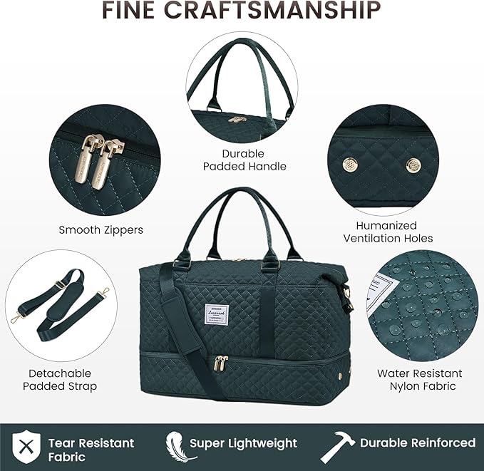 LOVEVOOK Travel Duffle Bag,Weekender Bags for Women with Shoe Compartment，Carry on Overnight Bag with Toiletry Bag,Gym Duffel Bag with Wet Pocket, Hospital Bags for Labor and Delivery - Image 5