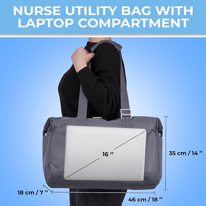 White Peas Nurse Bag & Utility Tote - Waterproof, Top YKK Zip, L18" x H14" x W7" - SHYLERO - Image 6