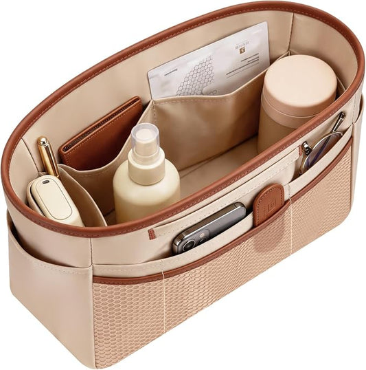 GIVLEFLY Purse Organizer Insert for Tote Bag, 13.78 Inch Satin Bag Organizer, Multi Pocket Handbag Organizer for Everyday Totes by GIVLEFLY