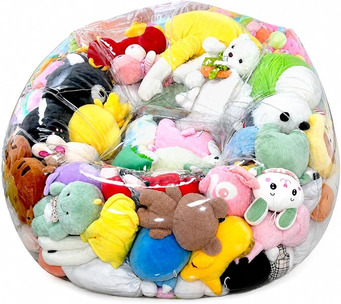 Clear Stuffed Animal Storage Bean Bag Chair Cover for Kids with Zipper | Transparent Waterparoof Wipe Clean Thicker PVC, Holds 100+ Stuffed Animals, Double Zipper for Plush Toys Storage & Organizing by BOYMCOWBOYHOMEDECOR