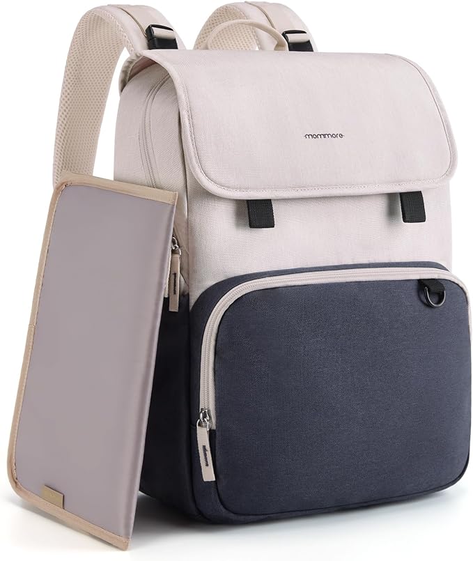 mommore Diaper Bag Backpack Unisex Baby Bag Large Diaper Bag with Changing Pad, Insulated Pockets, Stroller Buckles, Durable Travel Backpack with Luggage Strap by mommore