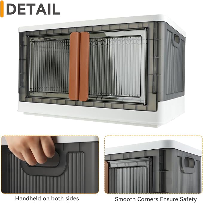 Storage Boxes, Extra Large Cabinet with Lids, 19 Gallon(72L) Capacity (Each One), 4 Packs, Useful Box with Door and Buckles, Foldable, Transparent, Excellent Home Organizers - Image 3
