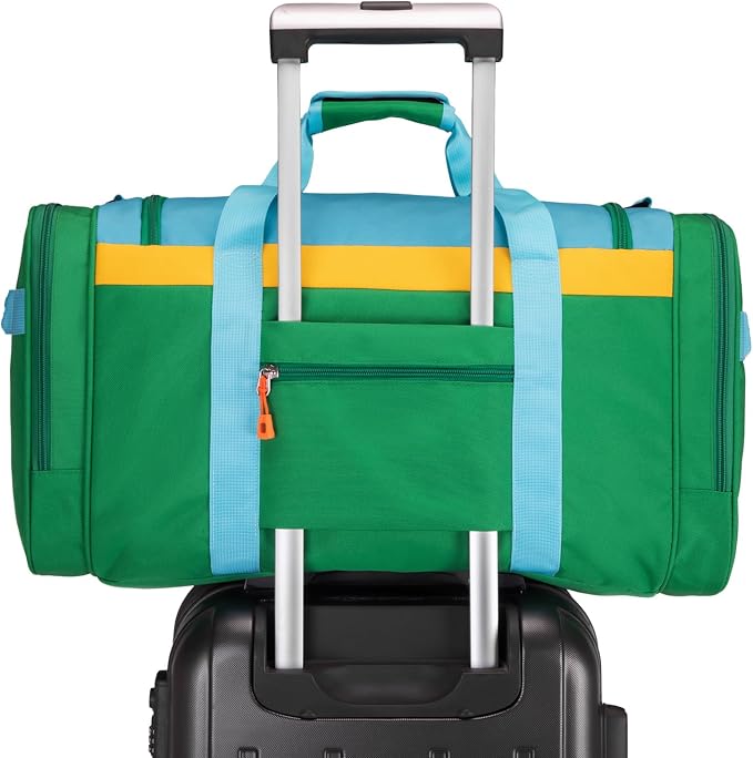 Large Kids Duffle Bag for Travel, Overnight or Weekend, Green Y | Roomy Size: 22.0"L x 12.0" H x 12.0"W, Made of Thick Polyester Fabric - Image 3