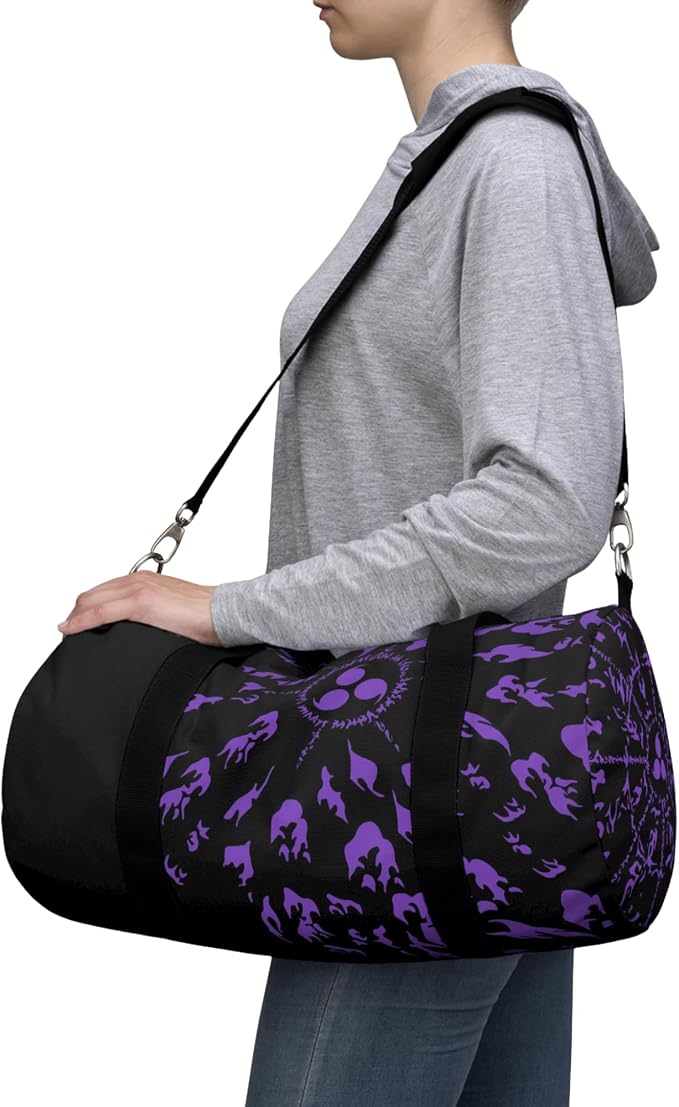 Large Capacity Waterproof Duffel Bag for Women & Men, Travel Gym Sports Bag with Shoe Compartment, Expandable Weekender Carry On for Fitness, Camping & Outdoor Use (Prple Cursed Mark) - Image 7