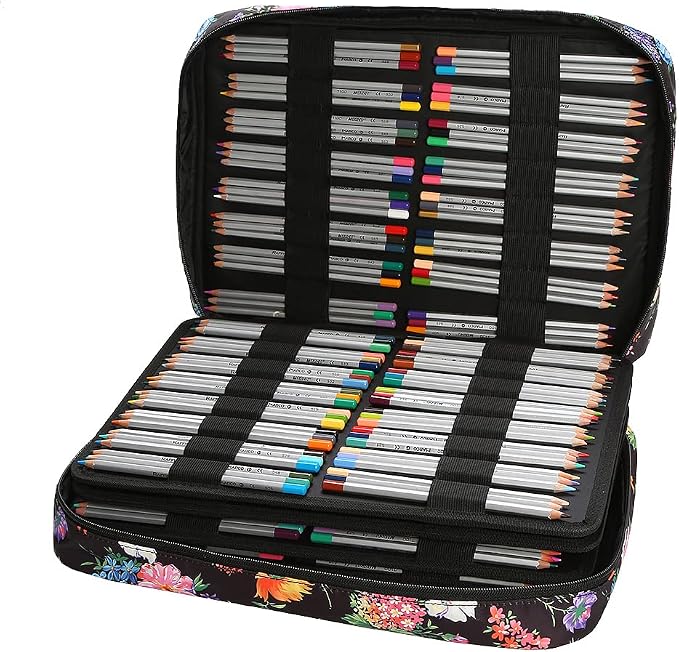 Lbxgap 480 Slots Colored Pencil Case w/Handle & Shoulder Strap | Large MultiLayer Watercolor Pen Bag w/Zipper Front Pocket for 480 Colored Pencils/320 Gel Pens to Artists, Painters - Image 4