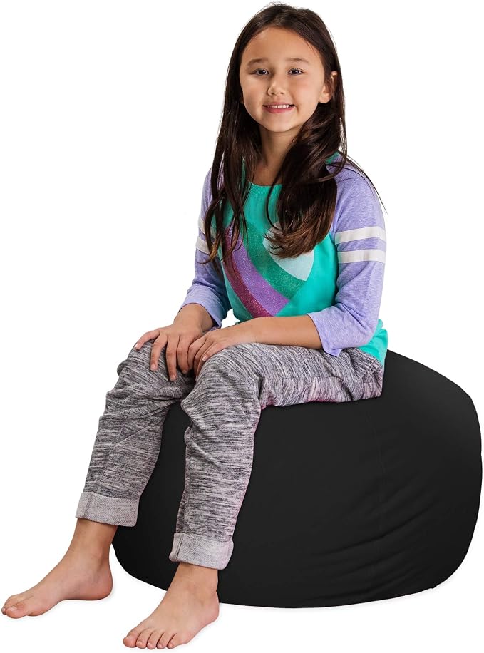 Posh Stuffable Kids Stuffed Animal Storage Bean Bag Chair Cover - Childrens Toy Organizer, Medium 27" - Solid Black by PoshCreations