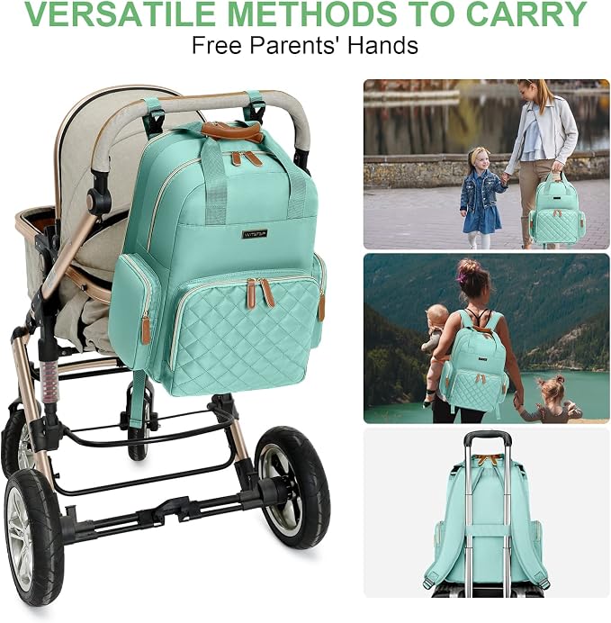 Diaper Bag Backpack with Changing Station, Baby Diaper Organizer Travel Bag | Large Capacity Diaper Bag for Moms Dads - Fold Out Changing Pad, Insulated Pockets, Stroller Straps, Baby Eessentials - Image 5