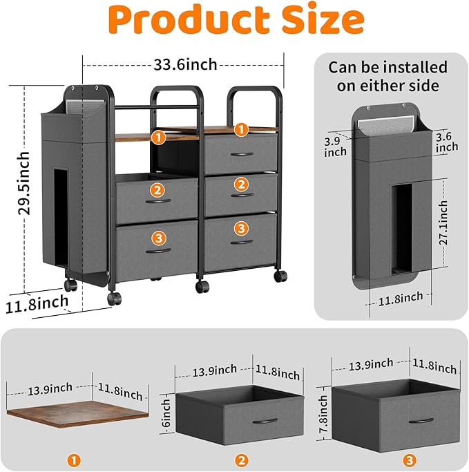 CODACE Baby Diaper Caddy Organizer Cart - Baby Organizers and Storage | Bedside Cart with Drawers & Side Storage, Nursery Essentials, 3 Tier Rolling Carts with Wheels for Bedroom, Easy to Assemble - Image 2