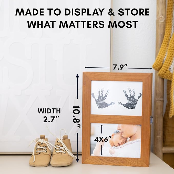 AUDRIC & ANNE Baby Keepsake Box & Paw Print Kit for Dogs | Solid Wood Memory Box for Keepsakes with Photo Frame, Handprint & Footprint Kit | Baby Shower Gifts, Pet Memorial, Mother's Day, Wedding Gift - Image 3
