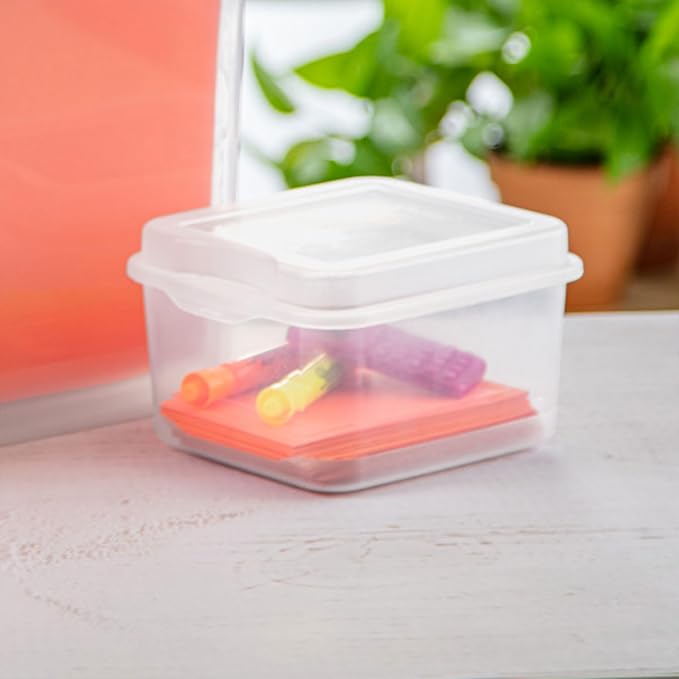 Sterilite FlipTop, Stackable Small Storage Bin with Hinging Lid, Plastic Container to Organize Desk at Home or Office, Clear, 36-Pack | Bin with Hinged Lid, Stackable Multipurpose Organizer for Art & Craft Supplies, Accessories, Photos & CDs, Home or O... - Image 6