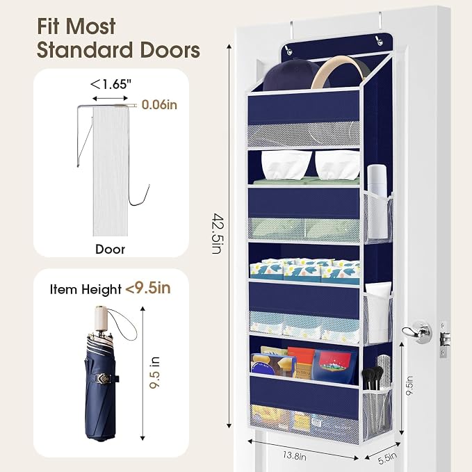 1Pack Over The Door Organizer Large Capacity Hanging Storage Room Organizer | 40 lb Capacity, Ultra-Sturdy, Foldable, Mesh Design with Clear Window, Space-Saving Organizer for Pantry, Nursery & Closet - Image 2