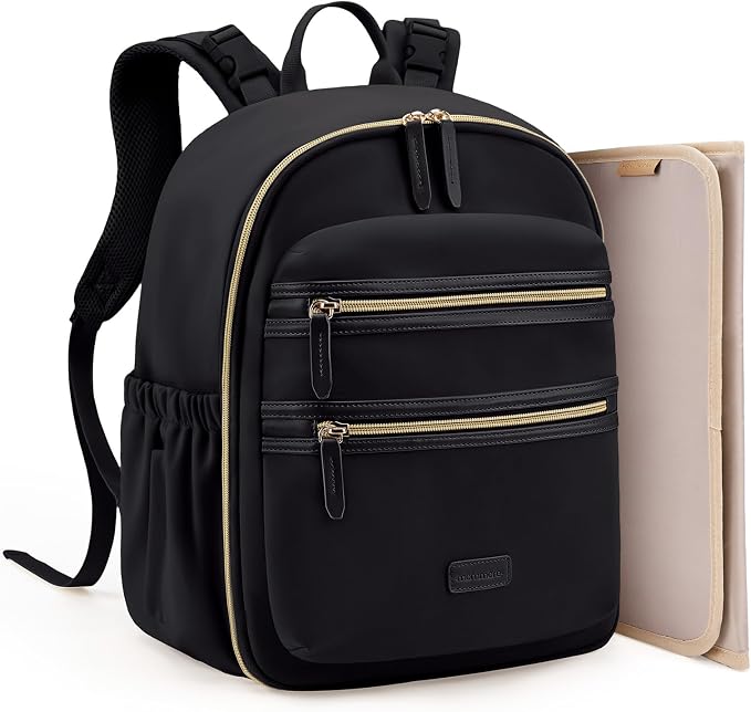 mommore Neoprene Diaper Bag Backpack Small Baby Bag Travel Mini Diaper Backpack for Newborn with Insulated Pockets, Stroller Straps | Water-resistant neoprene Small diaper backpack with Insulated Pockets & Stroller Straps by mommore