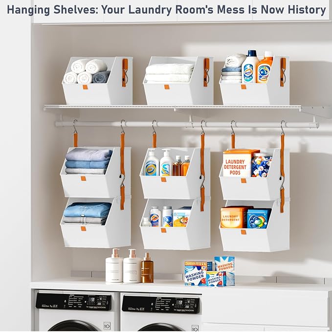 DIMJ Hanging Closet Organizer - 4 Tier Collapsible Hanging Shelves with Hooks Zipper, Fabric Clothes Organizer, Space-Saving Storage Bin Basket for RV, Bedroom, Laundry Organization - Image 6