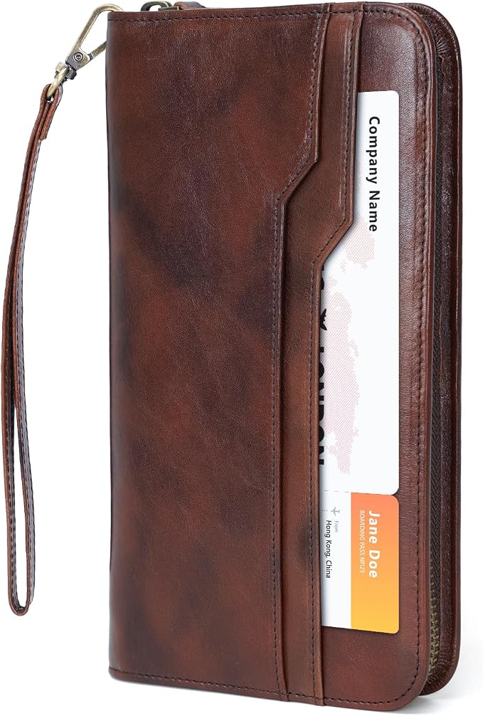 Polare Full Grain Leather Family Travel Passport Wallet and Documents Organizer RFID Blocking Case Holder Fits 6 Passports for Men and Women by polareoriginal