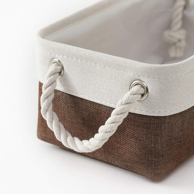 Small Storage Baskets for Shelves,Fabric Storage Baskets for Closet,Rectangular Collapsible Baskets for organizing Clothes,Books,Gifts - Image 3