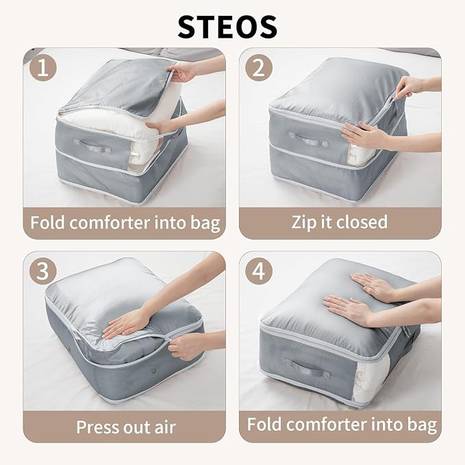 DIMJ Comforter Storage Bag 6 Pack - Blanket Storage Organizer Compression Bags, Large Capacity Ultra Space Saving Self Compression Organize for Bedding, Pillow, Duvet, Sheet Storage with Zipper Window - Image 7