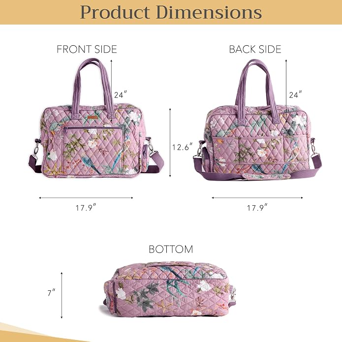 Maison d' Hermine Weekender Bags for Women Cotton Quilted Duffel Overnight Luggage Weekend Bag for Men Gym Gifts Travel | Overnight Luggage Weekend Bag for Men Gym Sports Gifts Duffle bag Business Travellers Trip Spring Summer - Image 6