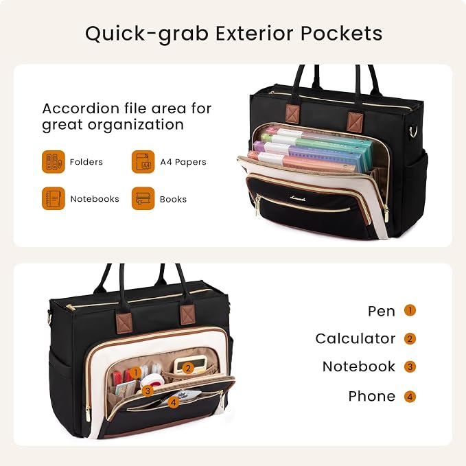 LOVEVOOK Work Tote Bags for Women,Laptop Teacher Bag With File Organizer | Large Cup Holder,Teacher Tote Bag,Nurse Bags,Multi-Pockets Professional Briefcase Business Purses Handbag - Image 5