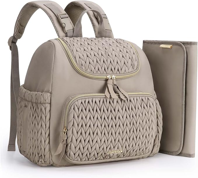 mommore Diaper Bag Backpack, Stylish Mini Baby Bag with Changing Pad | Insulated Pockets & Stroller Straps Small Diaper Backpack Compact Maternity Bag for Baby Essentials, Hospital & Daily Work by mommore
