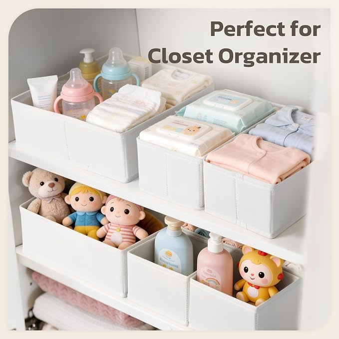 Drawer Organizer, 16 Pack Baby Dresser Organizer for Nursery, Foldable Closet Organizers and Storage Dresser Dividers for Clothes, Socks, Scarves, Ties (White) - Image 6