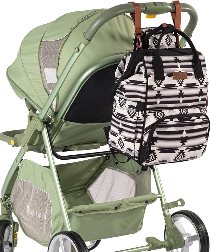Montana West Wrangler Callie Diaper Bag Backpack with Stroller Straps Multifunction Baby Travel Bag WG2204-9110BK - Image 6