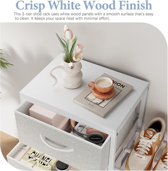 Cidaziya Expandable Closet Organizers and Storage, 4 Drawer Dresser, White Fabric Storage Dresser, Clothes Shelves for Kids, Purse Organizer Small Shoe Rack for Closet Bedroom - Image 7