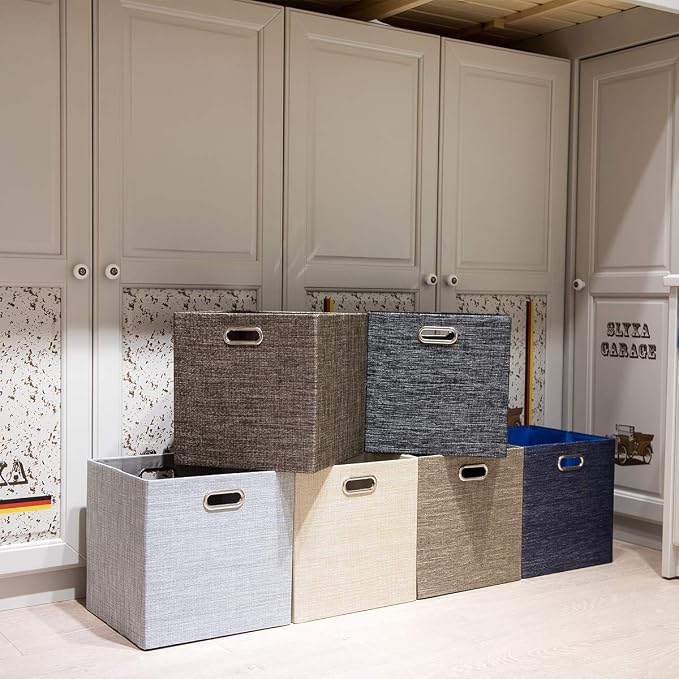 Thicker Fabric Storage Cubes 13 inch Collapsible Storage Bins for Organization, Cubby Storage Boxes for Organizing Shelf Cabinet Bookcase, 2pcs, Sliver Grey - Image 9