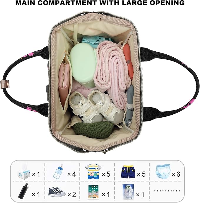 Flamingo Baby Diaper Bag Backpack for Women, Large Capacity Waterproof Maternity Travel Nappy Backpacks with Stroller Straps - Image 4