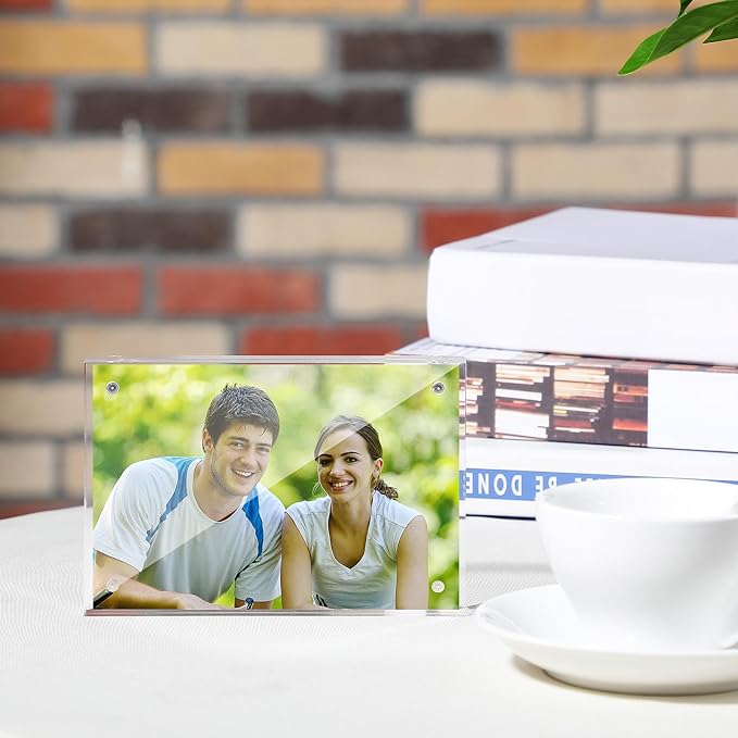 Yalikop 8 Pcs 5 x 7 Inch Thick Clear Acrylic Magnetic Photo Frames, 20mm Thickness Double-sided Transparent Visible Picture Frame Desktop Display for Home Office School Store Supplies - Image 4