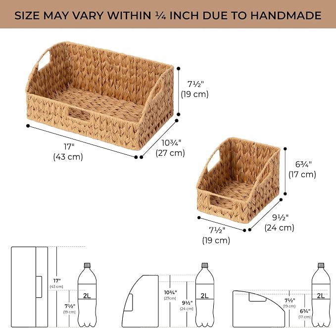 GRANNY SAYS Wicker Baskets for Organizing, Waterproof Basket for Storage | Wicker Storage Baskets for Pantry, Open Front Basket for Shelves, Kitchen Storage Baskets, Decorative Basket for Home Decor - Image 2