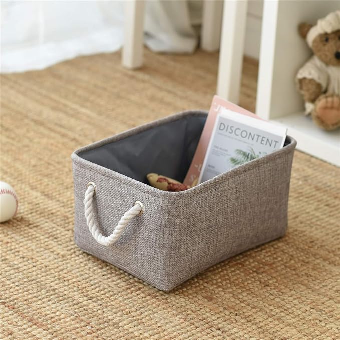Storage Bins Basket - Storage Baskets for Organizing Shelves,Home Closet Organizer for Book Shelf Organization,Fabric Storage Cubes,Medium Decorative Grey Basket Gift - Image 7