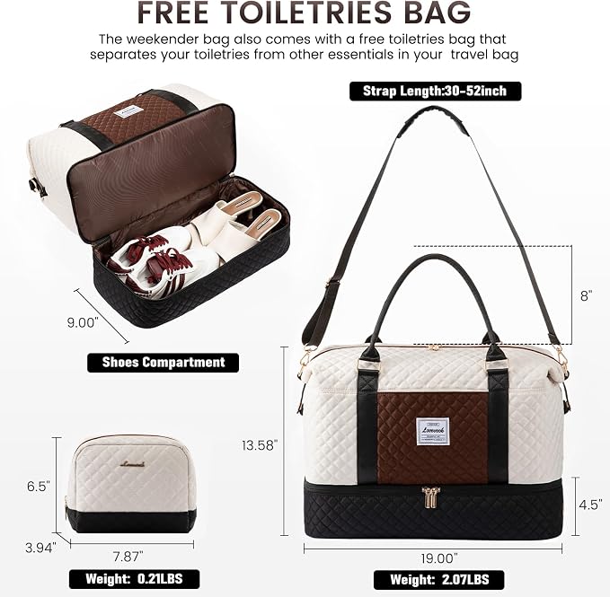 LOVEVOOK Travel Duffle Bag,Weekender Bags for Women with Shoe Compartment，Carry on Overnight Bag with Toiletry Bag,Gym Duffel Bag with Wet Pocket, Hospital Bags for Labor and Delivery - Image 2