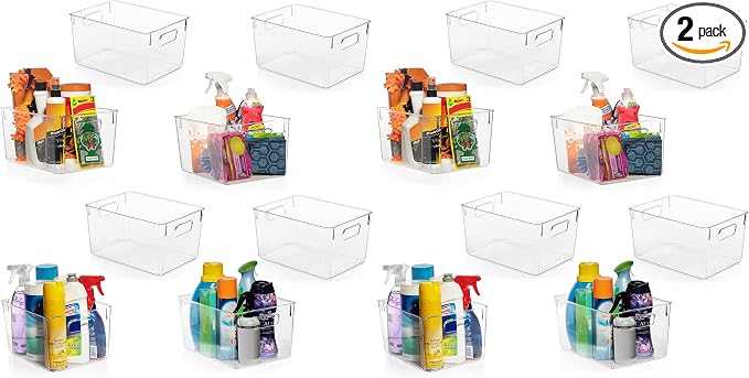 ClearSpace Clear Plastic Storage Bins – Pantry Organizers & Storage Containers, Cabinet Organizer - Home Organization Must Haves for Kitchen, Laundry Room, Office, Closet, Garage & Freezer (Pack of 2) by ClearSpace