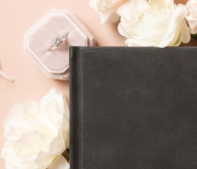Personalized Guest Book - 11.5" x 8.5" Premium Custom Guest Signing Book with Bookmark and Blank Pages for Wedding Reception Table Decoration Engagement Birthday Party Event, Charcoal - Image 3