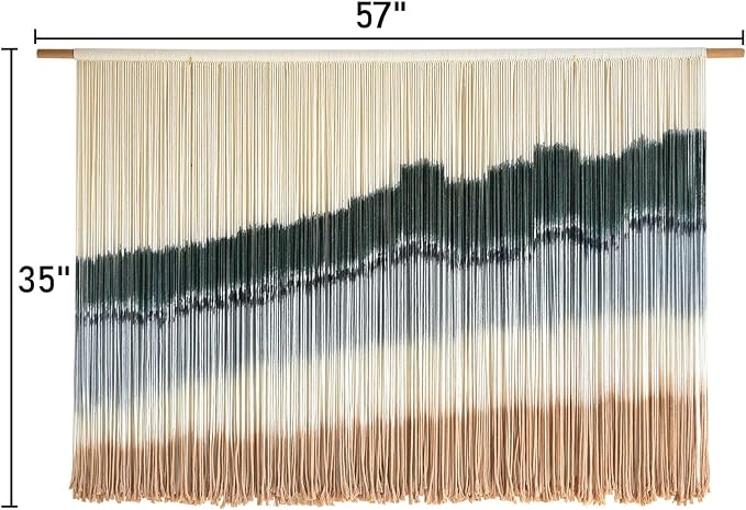 Macrame Wall Hanging Dip Dyed Large Wall Tapestry Woven Art 57''W*35''L | Home Decor, Wall Art, Room Accent, Living Room Style, Bedroom Wall Accent, Bohemian Design, Farmhouse Style - Image 5