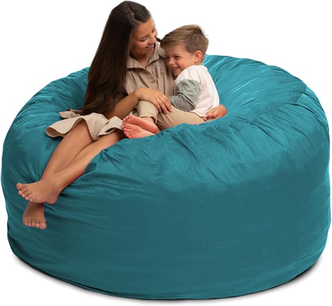 ULTIMATE SACK | 6 Ft Bean Bag Chair Replacement Cover Only | Teal Suede | Removable Washable Cover only - Image 8