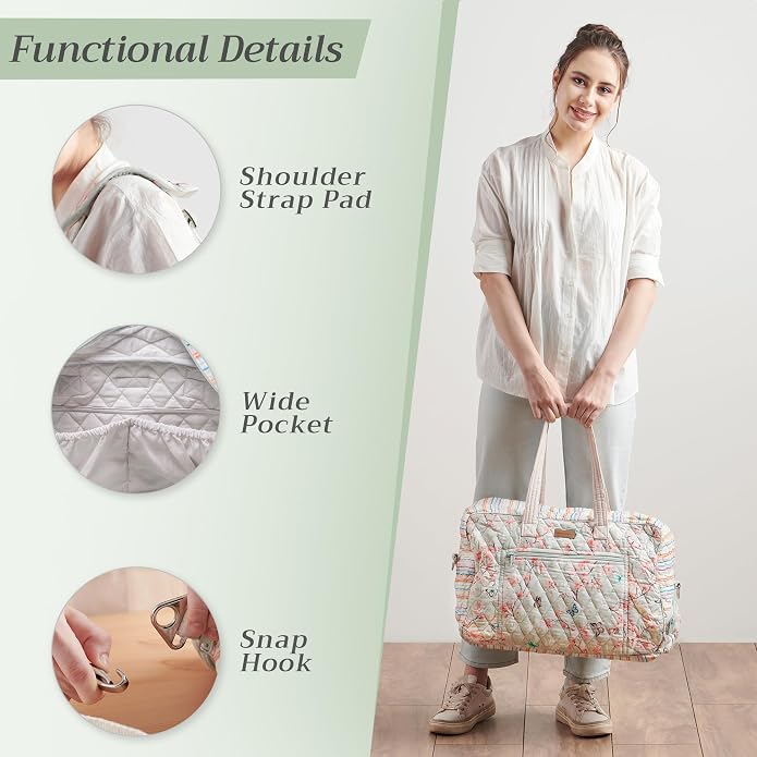 Maison d' Hermine Weekender Bags for Women Cotton Quilted Duffel Overnight Luggage Weekend Bag for Men Gym Gifts Travel | Overnight Luggage Weekend Bag for Men Gym Sports Gifts Duffle bag Business Travellers Trip Spring Summer - Image 5