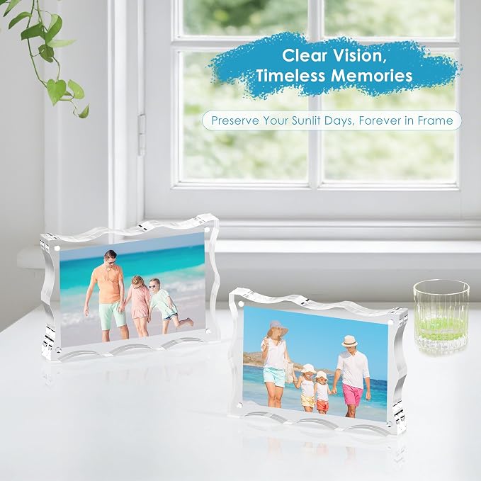 4x6 Acrylic Picture Frame 3 Pack, 20mm Thick, Double-Sided Transparent Magnetic Frameless Photo Frame, Desktop Freestanding Display for Office or Home - Image 7