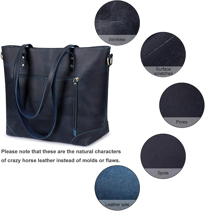 S-ZONE Vintage Genuine Leather Shoulder Bag Work Totes for Women Large | Top Grain Leather, Purse Handbag, Fits Laptop Documents, Luggage Sleeve, Multi Pockets, Work Travel Everyday - Image 8