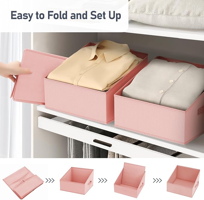 DIMJ Closet Storage Bins 12 Pack - Fabric Storage Baskets for Shelves, Collapsible Clothes Organizer with Handles, Trapezoid Shelf Organization Storage Cubes for Purse, Toys, Books, Towel, Clothes - Image 5