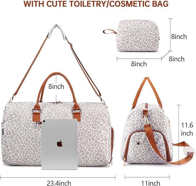 Duffle Bag for Travel, Weekender Bag with Shoe Compartment, Carry On Overnight Bag for Women with Toiletry Bag, Gym Bag with Wet Pocket, Hospital Bags for Labor and Delivery Beige - Image 3