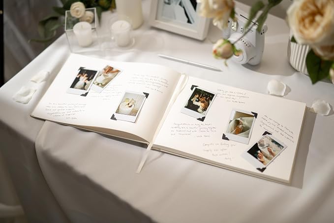 Personalized Guest Book - 11.5" x 8.5" Premium Custom Guest Signing Book with Bookmark and Blank Pages for Wedding Reception Table Decoration Engagement Birthday Party Event, Eggshell - Image 4