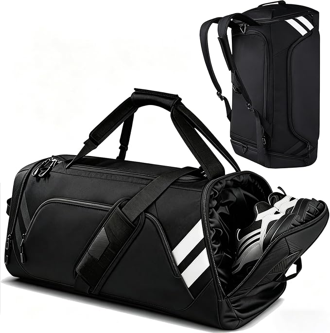 WOLFILIST 4-in-1 Gym Bags for Men/Women, Large Sports Duffle Bag for Travel | Gym Workout Backpack with Shoes & Wet Compartment, Sports Bag for Training, Sauna, Fitness, Swimming, Weekender Overnight Bag by WOLFILIST