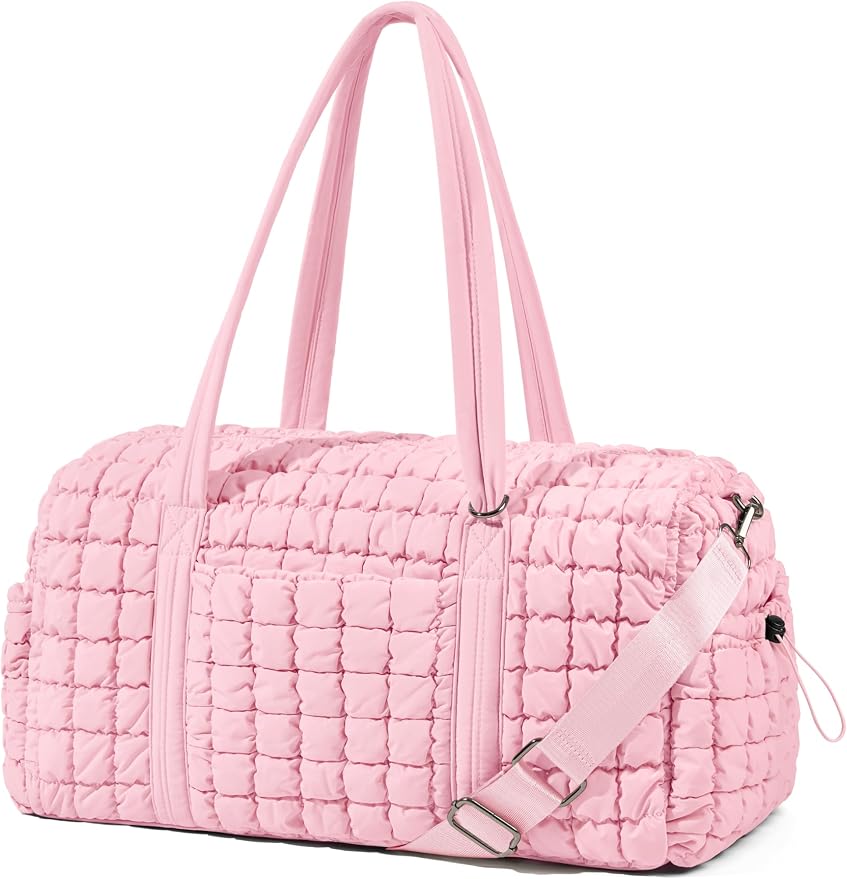 Quilted Travel Duffle Bag Puffer Weekender Bag Overnight Bag Duffel Gym Bag | Medium Soft Puffy Carry-On for Women, Large Lightweight Personal Item Travel Bag for Trips Business Sport Airplane Hospital by Unilily